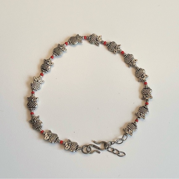 Silver colour cute Owl Anklet - Picture 1 of 4